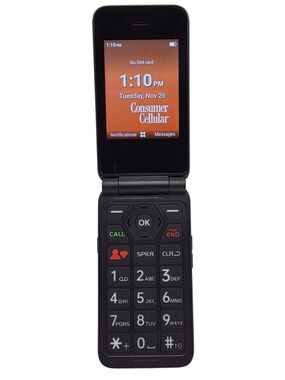 Consumer Cellular IRIS Easy Flip Cell Phone Only, Black Flip Style Phone